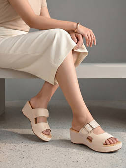 ROCIA - By Regal Cream Women Casual Comfort Sandals