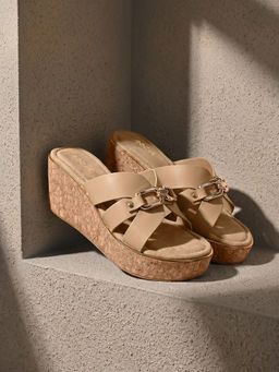 ROCIA - By Regal Beige Women Stylish Buckled Heels