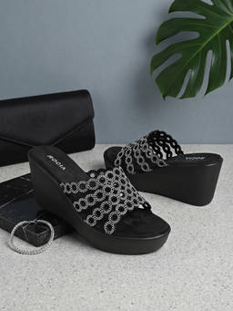 ROCIA - By Regal Black Women Diamonte Studded Heels