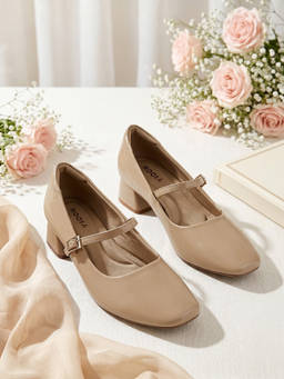 ROCIA - By Regal Beige Women Patent Block Heel Mary Jane