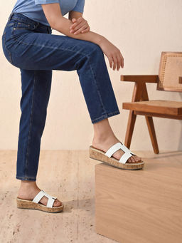 ROCIA - By Regal White Women Textured Platform Heels