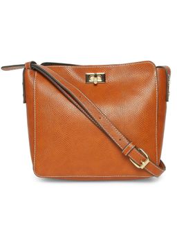 Accessorize London - WomensFaux Leather Brown Twist Lock Sling Bag