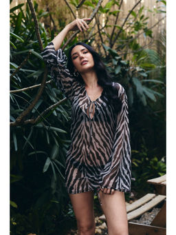 IT GIRL - Women Chiffon zebra Printed Beach Safari Dress