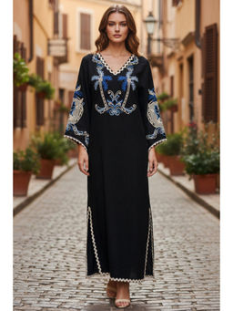 BOHO-CHIC By Sukriti Jain - Black Palm Bird Paradise Kaftan