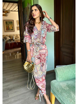 BOHO-CHIC By Sukriti Jain - Pink Striking Printed Ruffled Co-ords Set