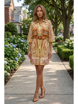 BOHO-CHIC By Sukriti Jain - Beige Paisley Printed Shirt Dress