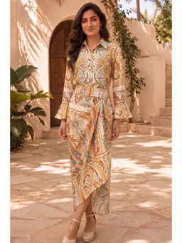 BOHO-CHIC By Sukriti Jain - Beige Paisley Wrap Co-Ord Set