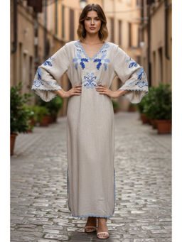 BOHO-CHIC By Sukriti Jain - Grey Sand Bird Paradise Kaftan