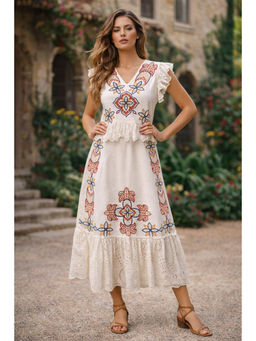 BOHO-CHIC By Sukriti Jain - White Black One Shoulder All About Frill Co-ords Set