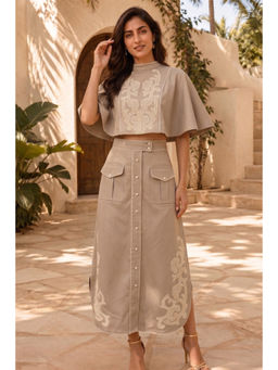 BOHO-CHIC By Sukriti Jain - Beige Desert Sand Embroidered Co-Ord Set