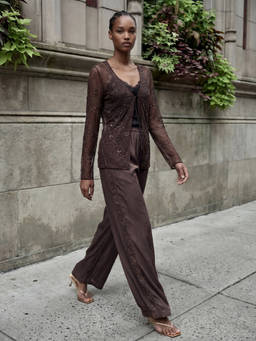 DaKauz - Brown Beaded Side Pants
