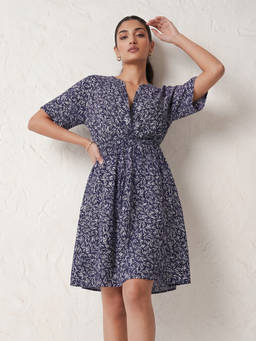 DaKauz - Indigo Leaf Mini Dress