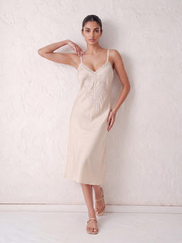DaKauz - Off-White Isabella Rose Chemise Dress
