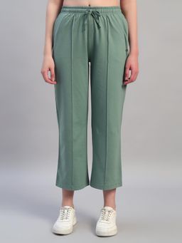 Cantabil - Women Green Solid Regular Fit Track Pant