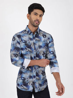 JadeBlue - Men Blue Slim Fit Cotton Printed Casual Shirt