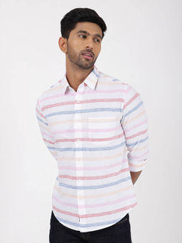 Greenfibre - Men Multi Color Striped Slim Fit Cotton Shirt