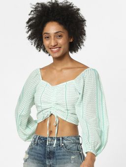 ONLY - Women Self Design Green Top