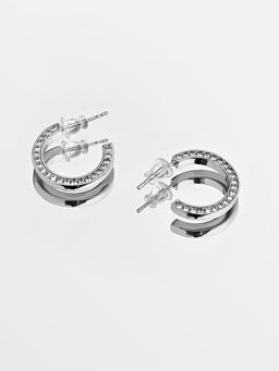 Kazo - Silver Petite Embellished Hoops