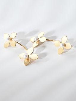 Kazo - Metallic Floral Statement Earrings