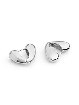 Kazo - Silver Chic Heart Contour Stud Earrings