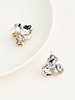 Kazo - Aurelia Dual-Tone Metallic Flower Earrings