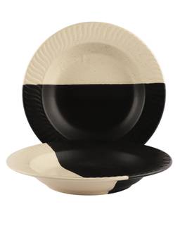 Miah Decor - Handcrafted The Raat-Din Collection- Stoneware Pasta Salad Plate(9.5 inch Dia)-Set of 2