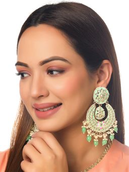Yellow Chimes - Gold-Plated Crescent Shaped Chandbalis Earrings