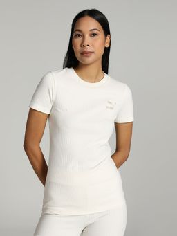 Puma - Classics Ribbed Slim Women's White T-Shirt