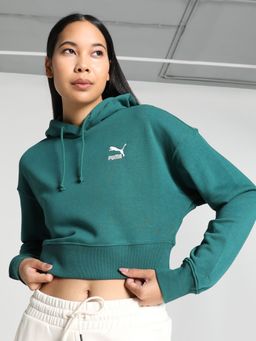 Puma - Classics Cropped Women's Green Hoodie