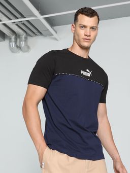 Puma - Essentials Block X Tape Men's Blue T-Shirt