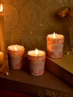 Tayhaa - Set Of 3 Aroma Fusion Illuminated Candle Pink