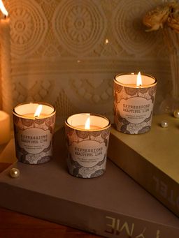 Tayhaa - Set Of 3 Aroma Fusion Illuminated Candle Grey