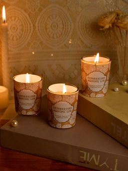 Tayhaa - Set Of 3 Aroma Fusion Illuminated Candle Yellow
