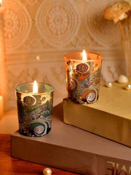 Tayhaa - Set Of 2 Illuminated Candle Blue and Pink