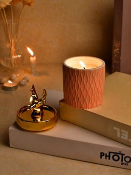 Tayhaa - Mindful Melodies Pink Candle with Golden Lid