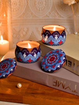 Tayhaa - Blue Printed Candle Jar