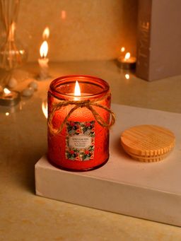 Tayhaa - Aromatherapy Candle Jar with Wooden Lid Red