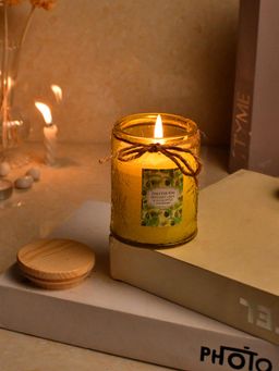 Tayhaa - Aromatherapy Candle Jar with Wooden Lid Yellow