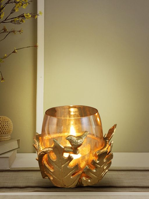 AAPNO RAJASTHAN Grandiloquent Tea Light Candle Holder Gold