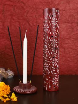 AAPNO RAJASTHAN - Cylindrical Red Tea Light Candle Holder