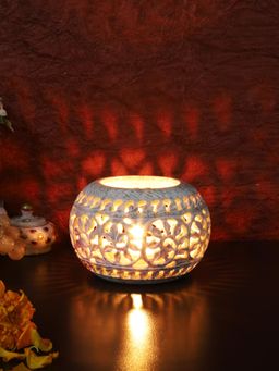 AAPNO RAJASTHAN - Circular Tea Light Candle Holder White