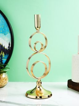 Tayhaa - Elegant Gold Toned Solid Rings Metal Candle Stand