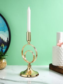 Tayhaa - Elegant Golden Metal Rings Candle Stand