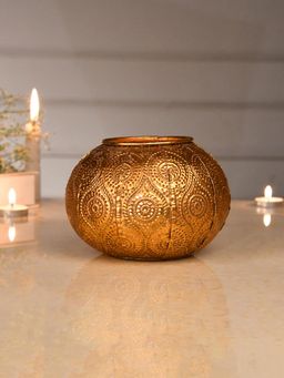 Tayhaa - Dome Shaped Golden Tea Light Candle Holder