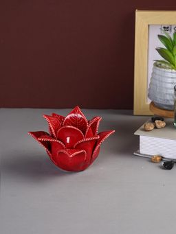 Tayhaa - Blooming Red Petals Flower Tea Light Candle Holder