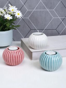 Tayhaa - Blue Swirl Round Tea Light Candle Holder