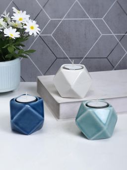 Tayhaa - Set Of 3 Nordic Style Geometric Designed Tea Light Candle Holder