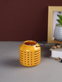 Tayhaa - Yellow Ceramic Slotted Tea Light Candle Holder