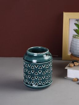 Tayhaa - Grey Patterned Ceramic Tea Light Candle Holder