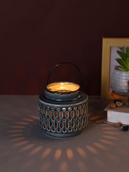 Tayhaa - Grey Small Holes Tea Light Candle Holder